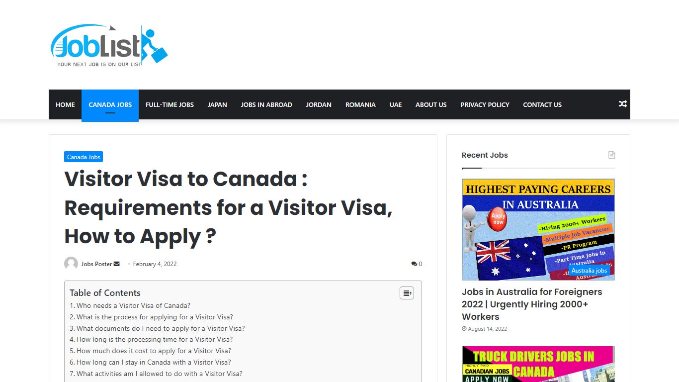 Visitor Visa to Canada : Requirements for a Visitor Visa, How to Apply ...